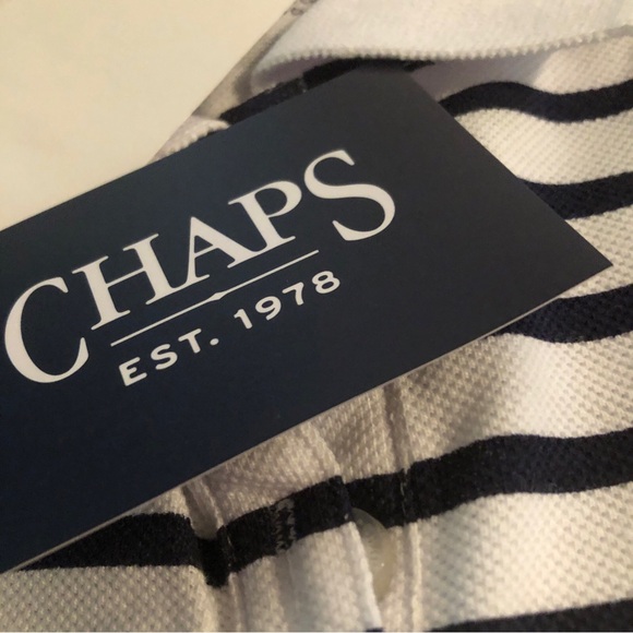 CHAPS Womens Sleeveless Polo Shirt Size Medium Navy & White Striped New - Picture 6 of 7